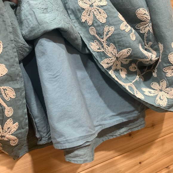 Talbots‎ Skirt Womens 8 Embroidered Floral Linen Lined Boho Spring Summer Casual - Picture 7 of 12